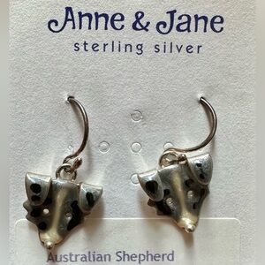 NEW Sterling Silver Australian Shepherd Earrings by Anne and Jane